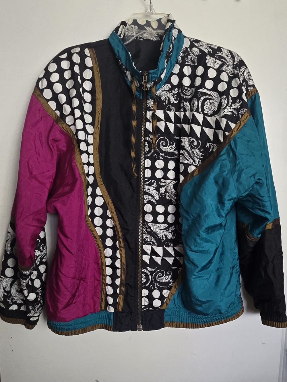 Vintage Abstract Print Windbreaker